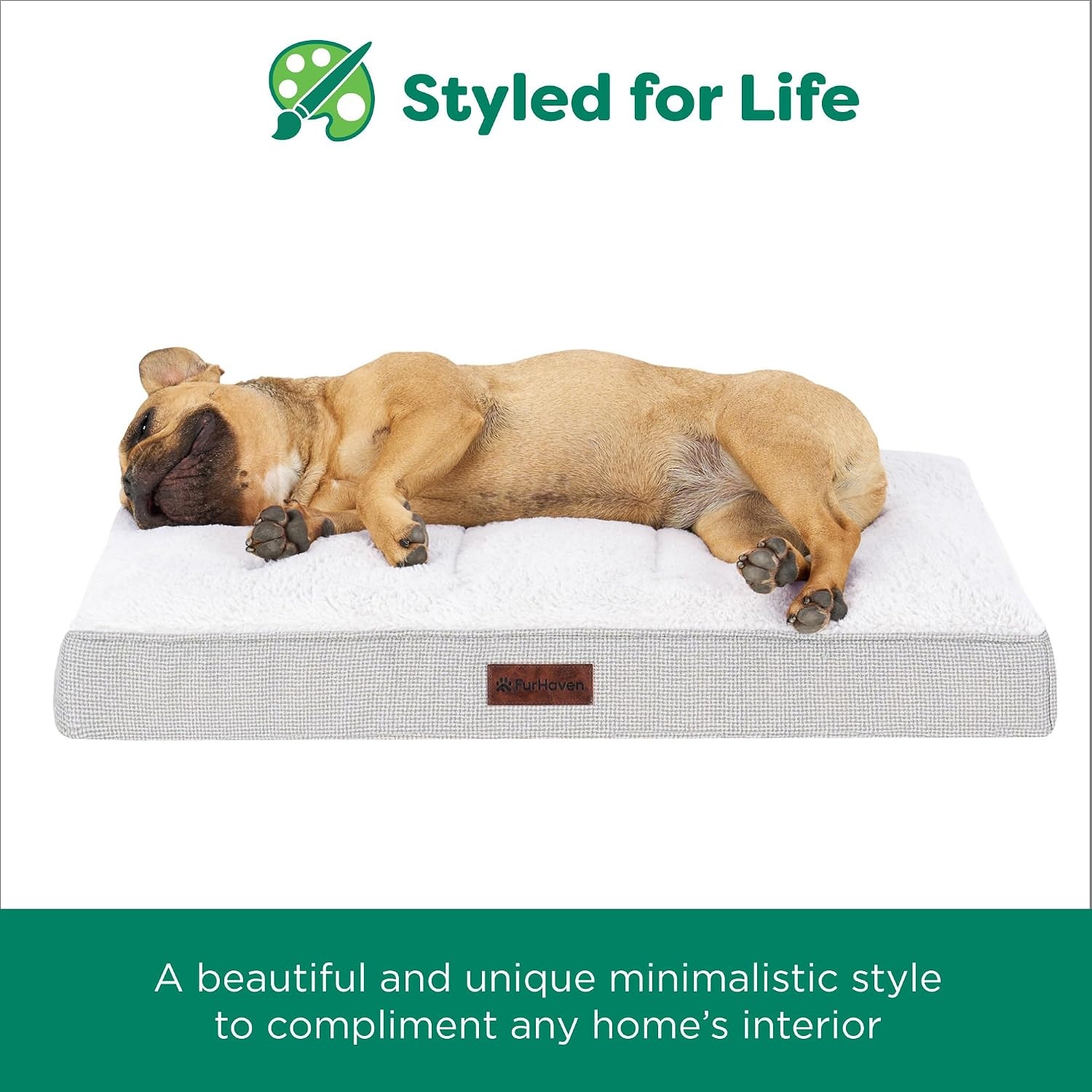 image:imageFurhaven Orthopedic Dog Bed Classic Cushion with Plush Tufted Top Supportive Foam Mattress Removable Washable Cover Joint Relief Gray LargeLight Gray