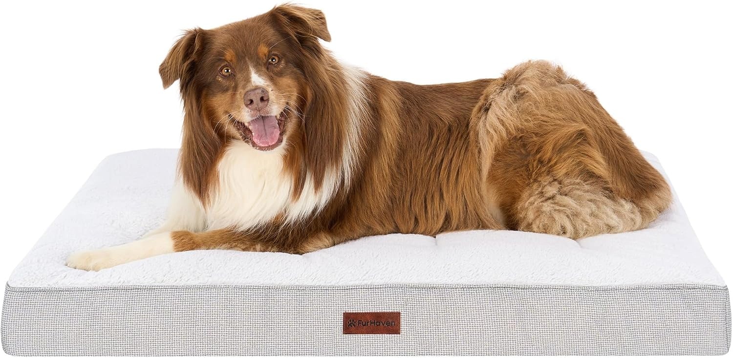 image:imageFurhaven Orthopedic Dog Bed Classic Cushion with Plush Tufted Top Supportive Foam Mattress Removable Washable Cover Joint Relief Gray LargeLight Gray