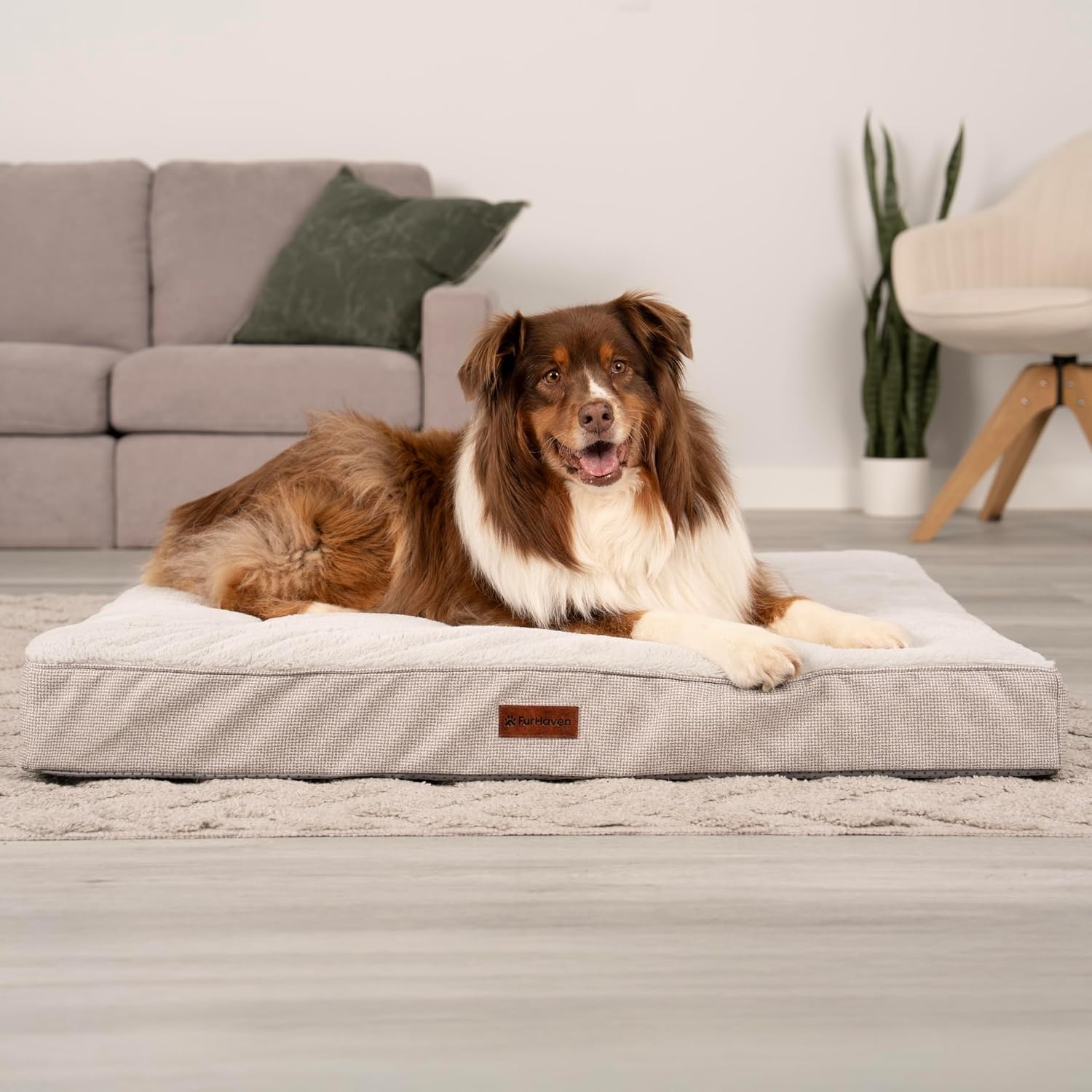 image:imageFurhaven Orthopedic Dog Bed Classic Cushion with Plush Tufted Top Supportive Foam Mattress Removable Washable Cover Joint Relief Gray LargeLight Gray