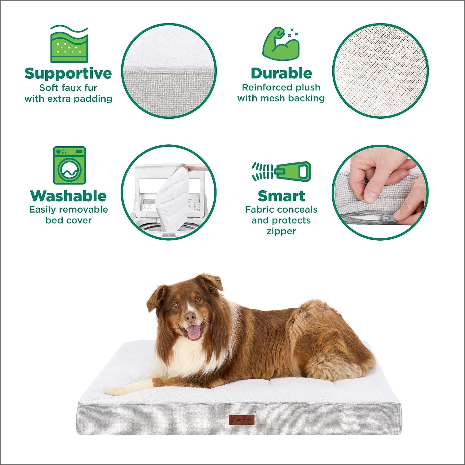image:imageFurhaven Orthopedic Dog Bed Classic Cushion with Plush Tufted Top Supportive Foam Mattress Removable Washable Cover Joint Relief Gray LargeLight Gray