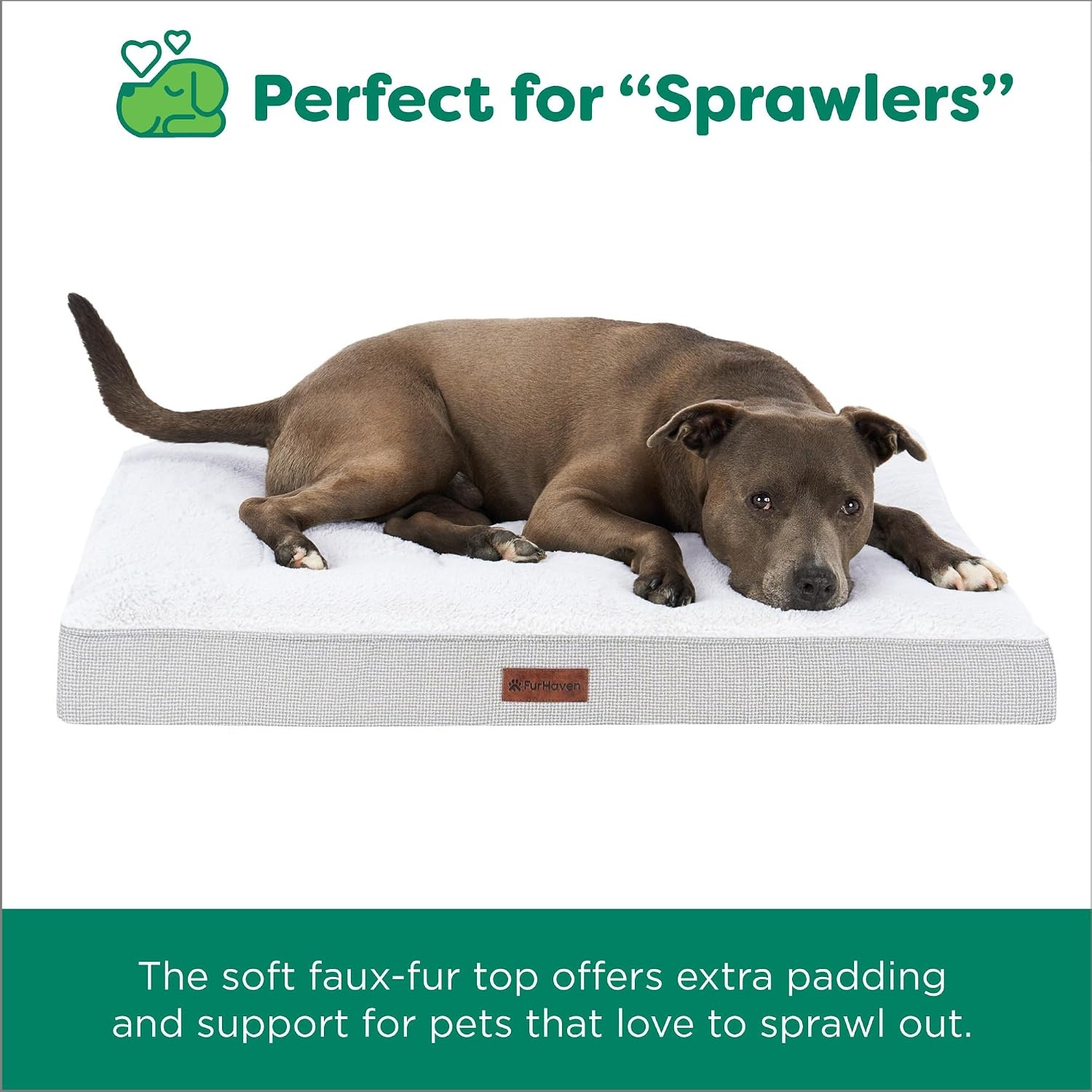 image:imageFurhaven Orthopedic Dog Bed Classic Cushion with Plush Tufted Top Supportive Foam Mattress Removable Washable Cover Joint Relief Gray LargeLight Gray