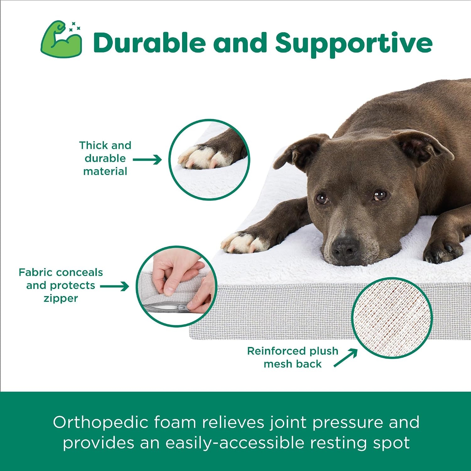 image:imageFurhaven Orthopedic Dog Bed Classic Cushion with Plush Tufted Top Supportive Foam Mattress Removable Washable Cover Joint Relief Gray LargeLight Gray