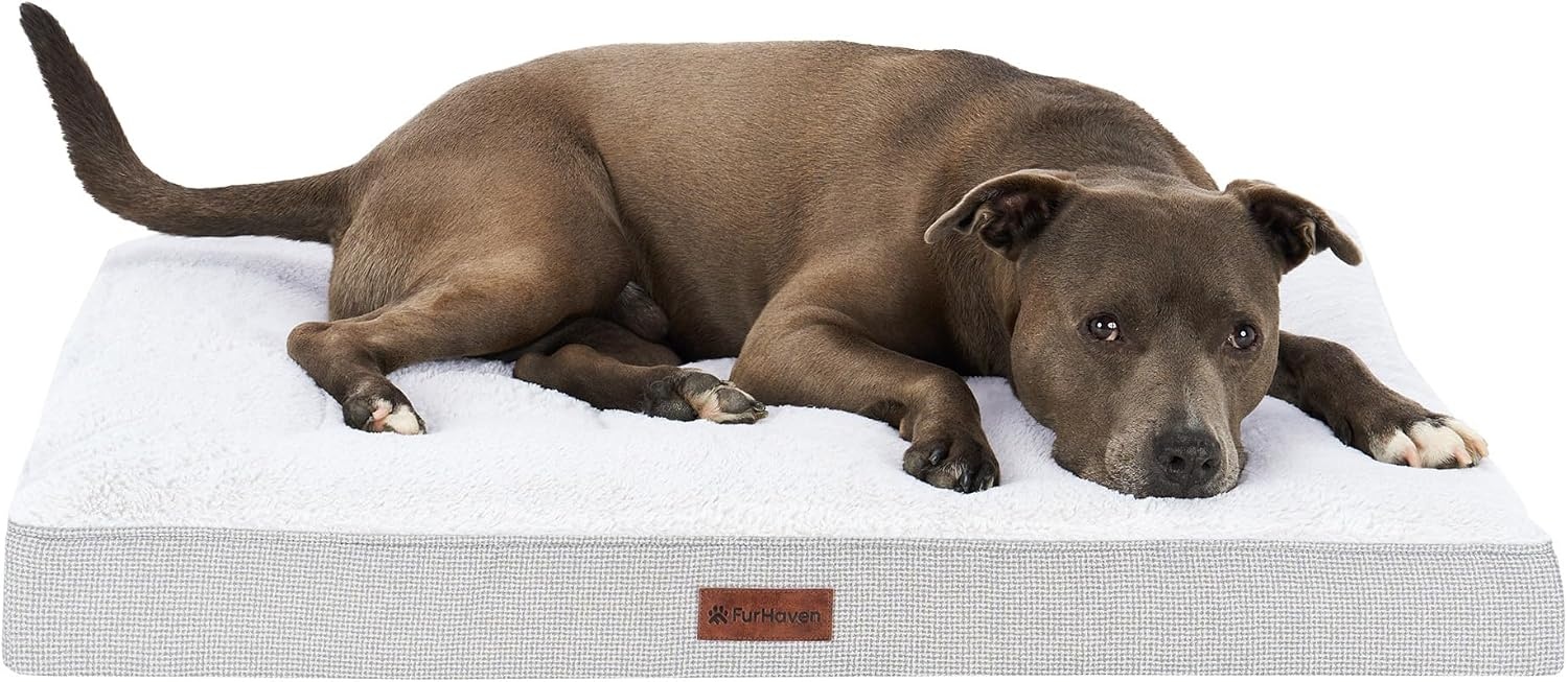 image:imageFurhaven Orthopedic Dog Bed Classic Cushion with Plush Tufted Top Supportive Foam Mattress Removable Washable Cover Joint Relief Gray LargeLight Gray