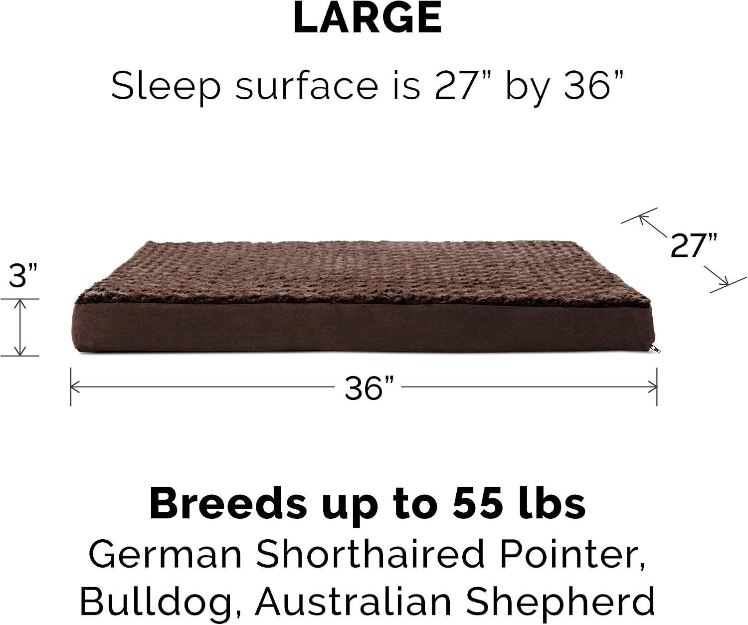 image:imageFurhaven Orthopedic Dog Bed Classic Cushion with Plush Tufted Top Supportive Foam Mattress Removable Washable Cover Joint Relief Gray LargeMinky Chocolate
