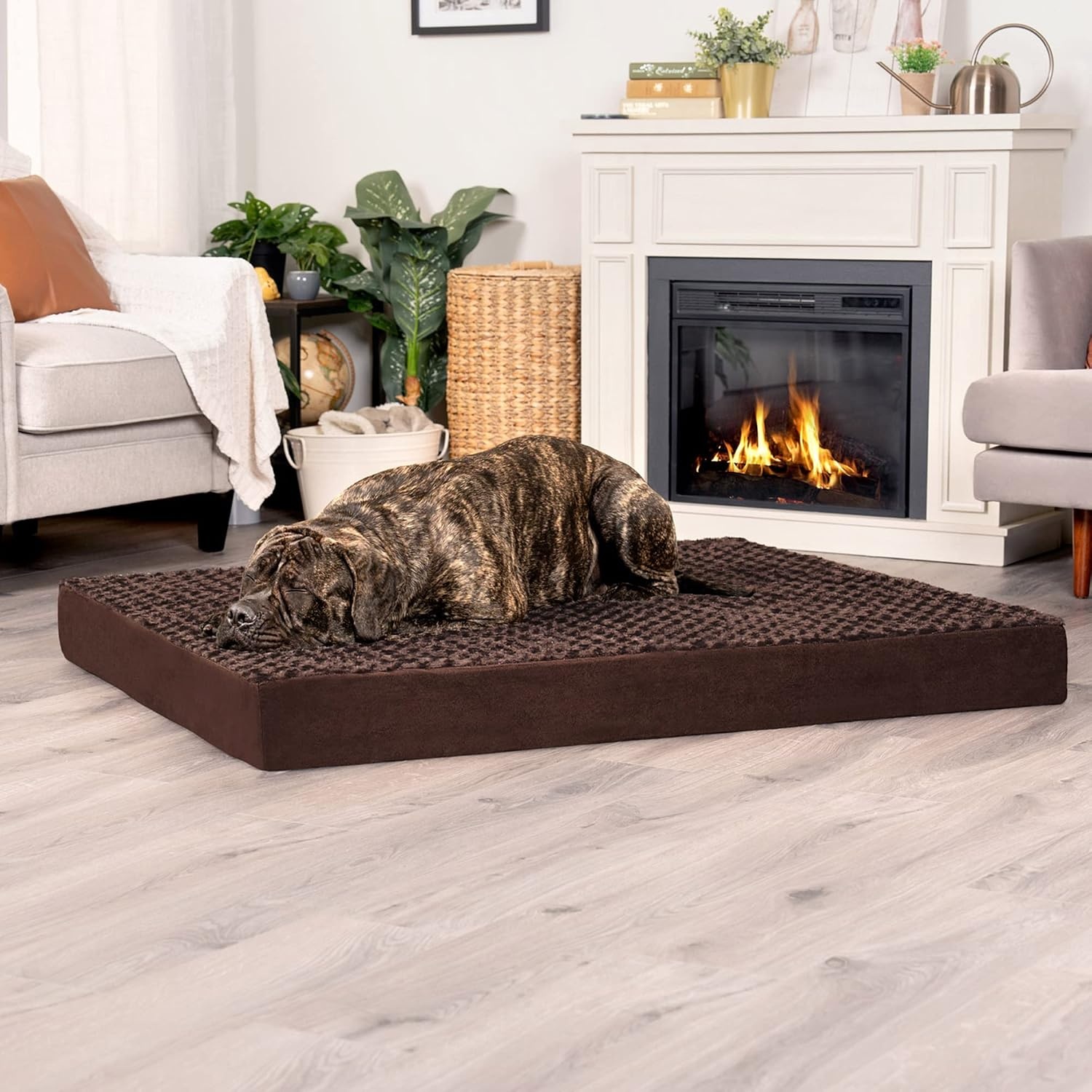 image:imageFurhaven Orthopedic Dog Bed Classic Cushion with Plush Tufted Top Supportive Foam Mattress Removable Washable Cover Joint Relief Gray LargeMinky Chocolate