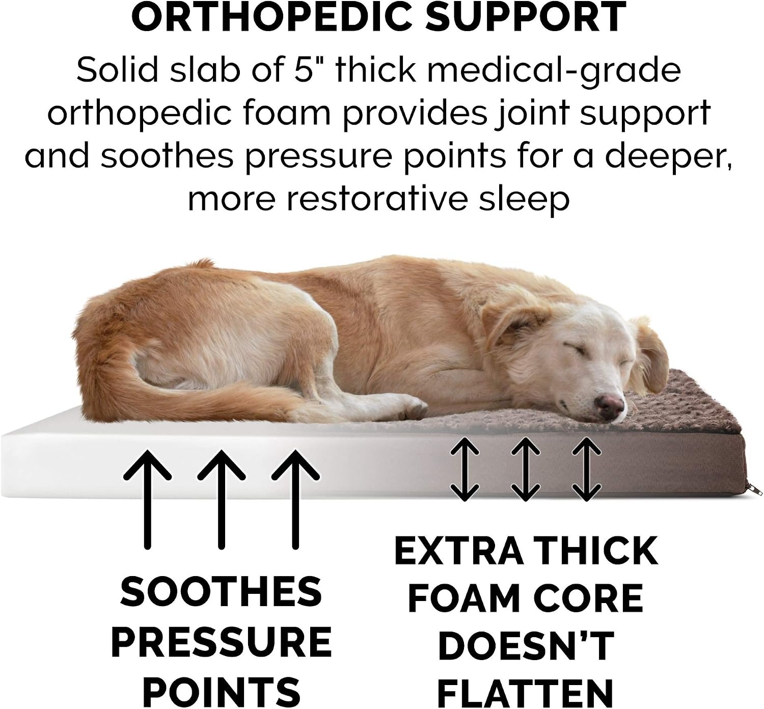 image:imageFurhaven Orthopedic Dog Bed Classic Cushion with Plush Tufted Top Supportive Foam Mattress Removable Washable Cover Joint Relief Gray LargeMinky Chocolate