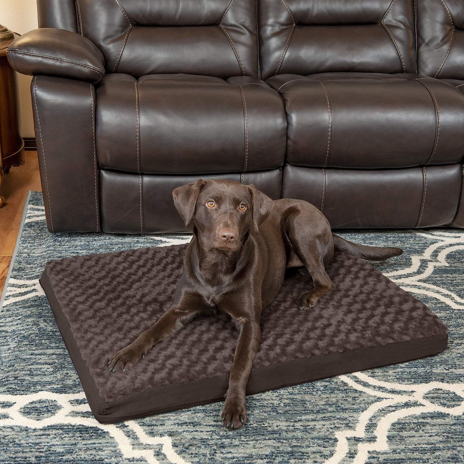 image:imageFurhaven Orthopedic Dog Bed Classic Cushion with Plush Tufted Top Supportive Foam Mattress Removable Washable Cover Joint Relief Gray LargeMinky Chocolate