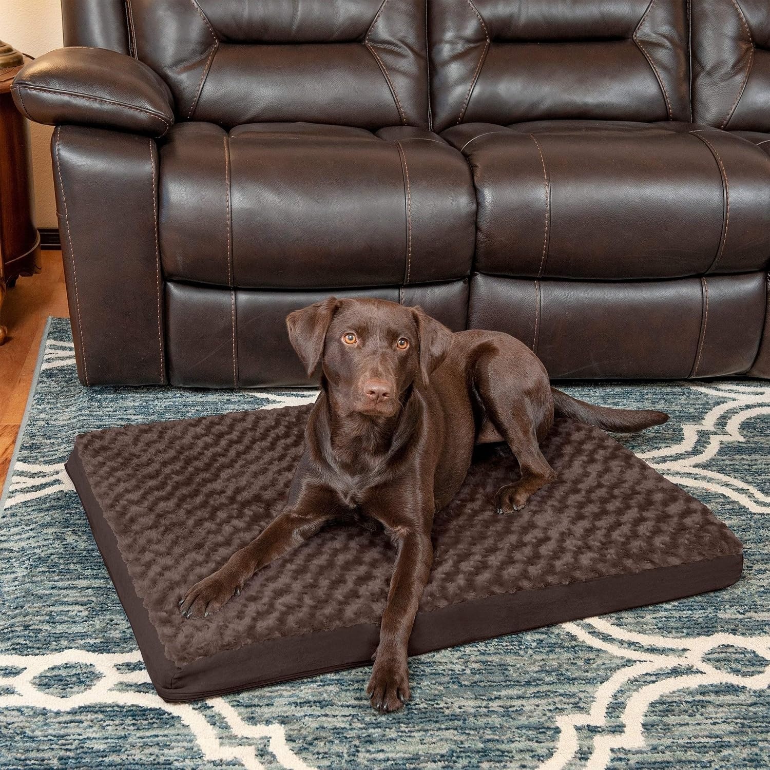 image:imageFurhaven Orthopedic Dog Bed Classic Cushion with Plush Tufted Top Supportive Foam Mattress Removable Washable Cover Joint Relief Gray LargeMinky Chocolate