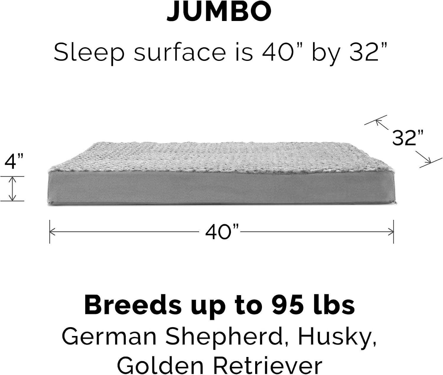 image:imageFurhaven Orthopedic Dog Bed Classic Cushion with Plush Tufted Top Supportive Foam Mattress Removable Washable Cover Joint Relief Gray LargeMinky Gray