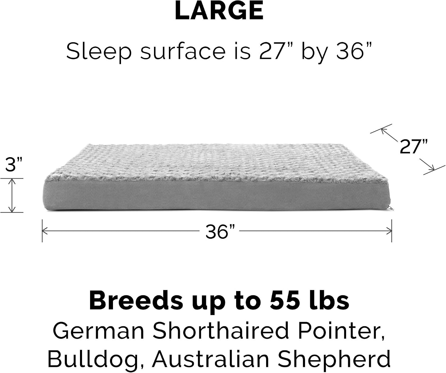 image:imageFurhaven Orthopedic Dog Bed Classic Cushion with Plush Tufted Top Supportive Foam Mattress Removable Washable Cover Joint Relief Gray LargeMinky Gray