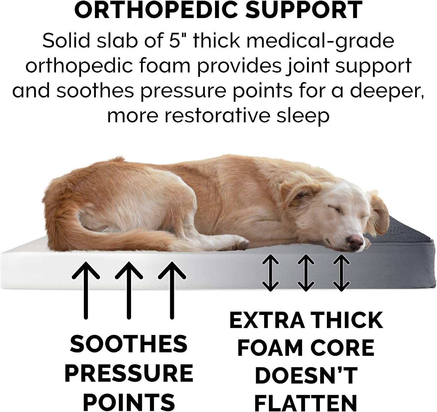 image:imageFurhaven Orthopedic Dog Bed Classic Cushion with Plush Tufted Top Supportive Foam Mattress Removable Washable Cover Joint Relief Gray LargeMinky Gray