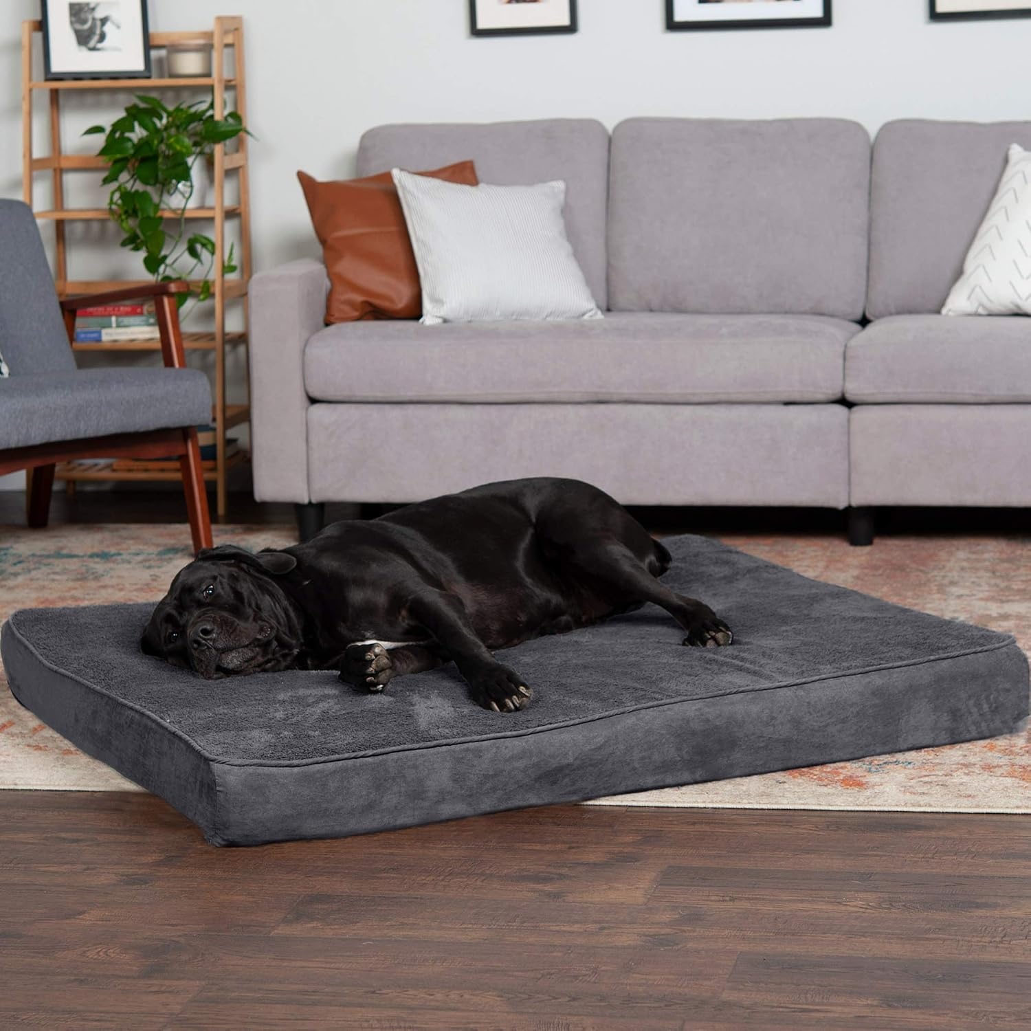 image:imageFurhaven Orthopedic Dog Bed Classic Cushion with Plush Tufted Top Supportive Foam Mattress Removable Washable Cover Joint Relief Gray LargeMinky Gray