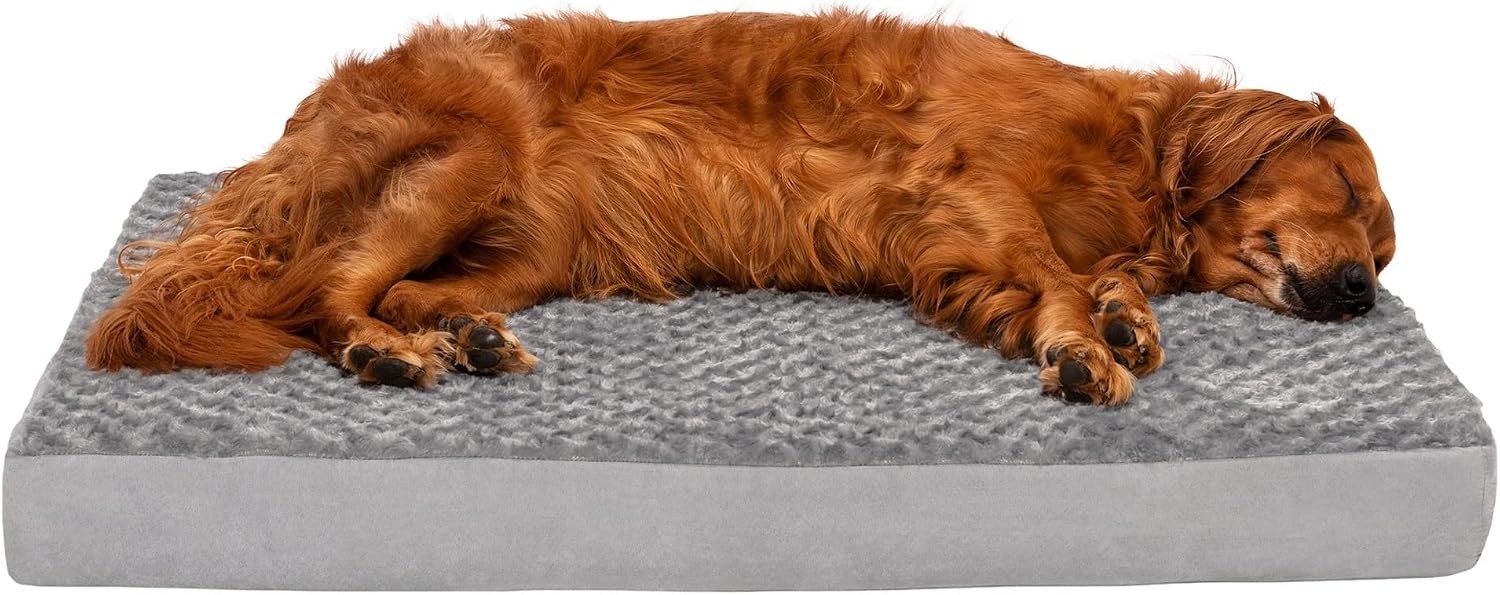 image:imageFurhaven Orthopedic Dog Bed Classic Cushion with Plush Tufted Top Supportive Foam Mattress Removable Washable Cover Joint Relief Gray LargeMinky Gray