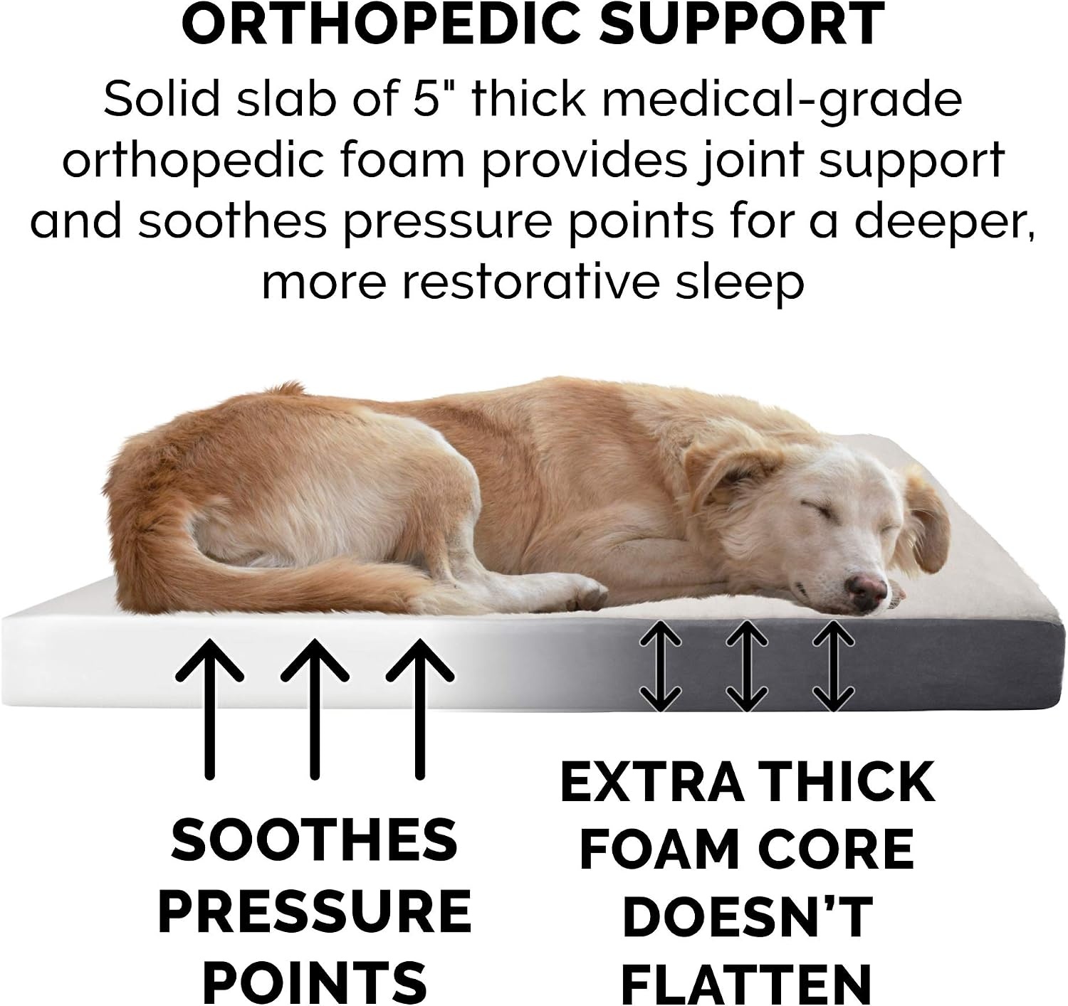 image:imageFurhaven Orthopedic Dog Bed Classic Cushion with Plush Tufted Top Supportive Foam Mattress Removable Washable Cover Joint Relief Gray LargePewter