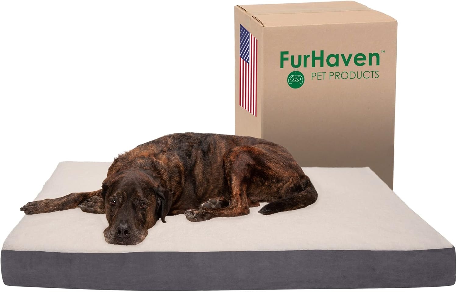 image:imageFurhaven Orthopedic Dog Bed Classic Cushion with Plush Tufted Top Supportive Foam Mattress Removable Washable Cover Joint Relief Gray LargePewter