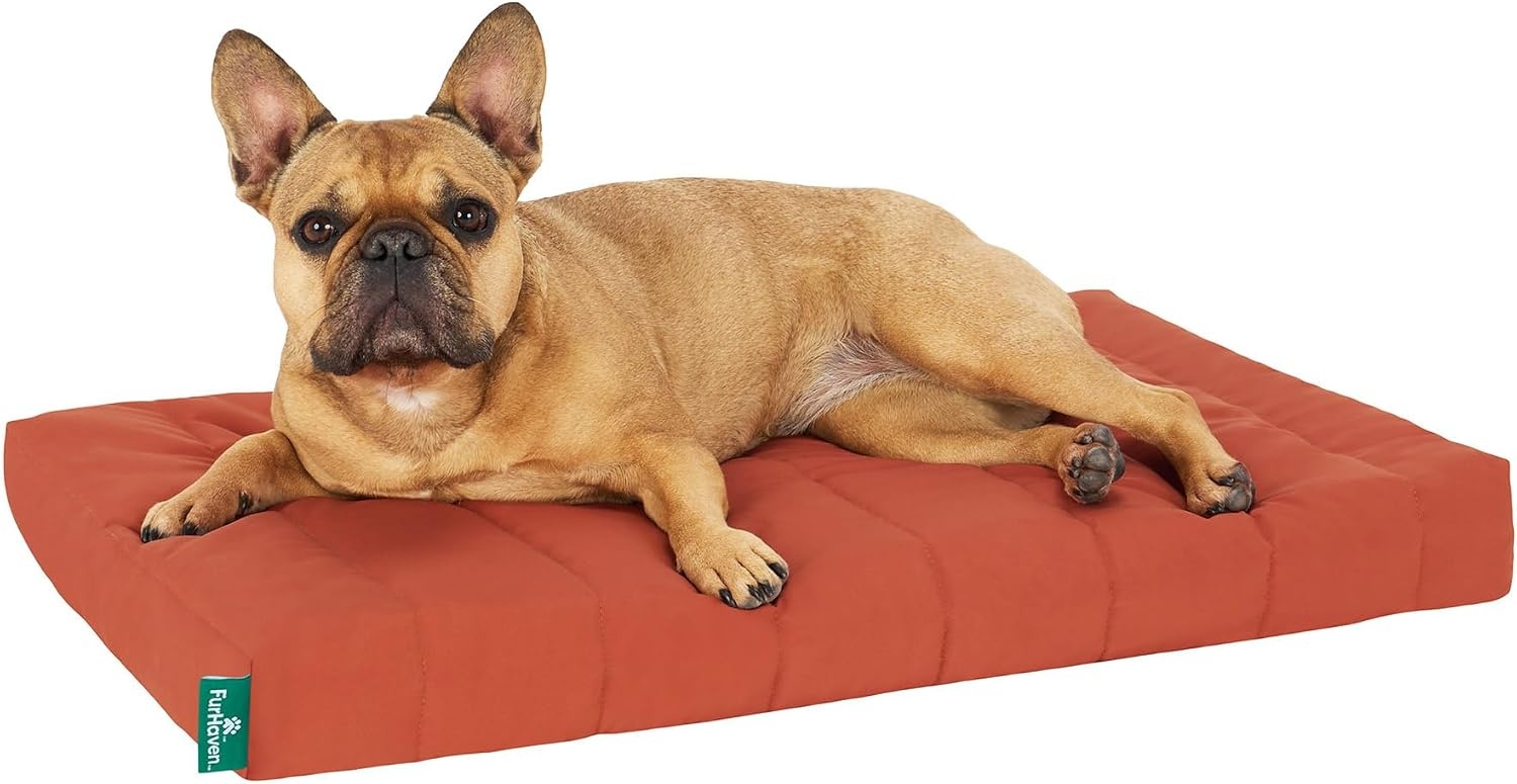 image:imageFurhaven Orthopedic Dog Bed Classic Cushion with Plush Tufted Top Supportive Foam Mattress Removable Washable Cover Joint Relief Gray LargeRust