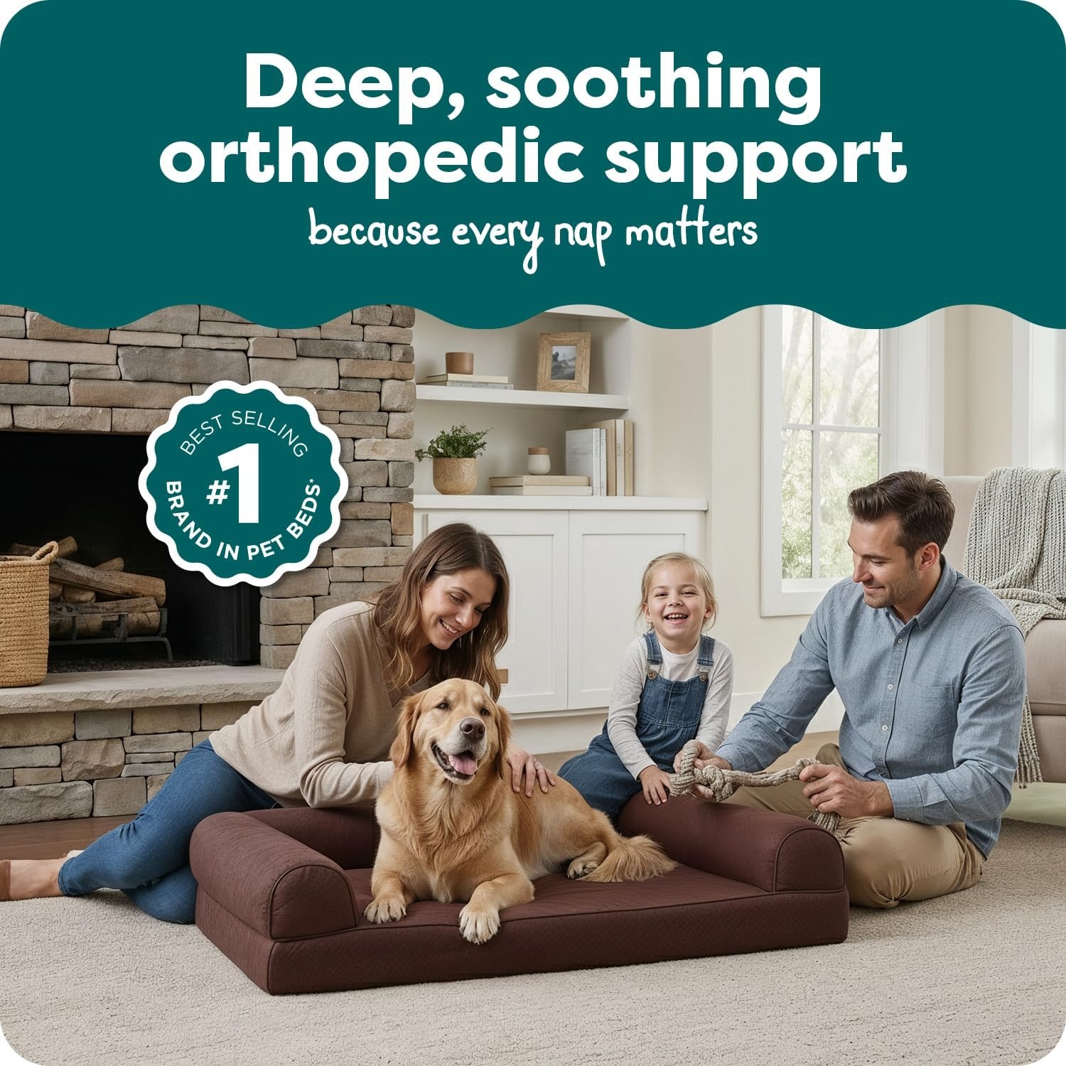 image:imageFurhaven Orthopedic Dog Bed for Large Dogs w Removable Bolsters amp Washable Cover For Dogs Up to 95 lbs Quilted Sofa Navy Blue JumboXLCoffee
