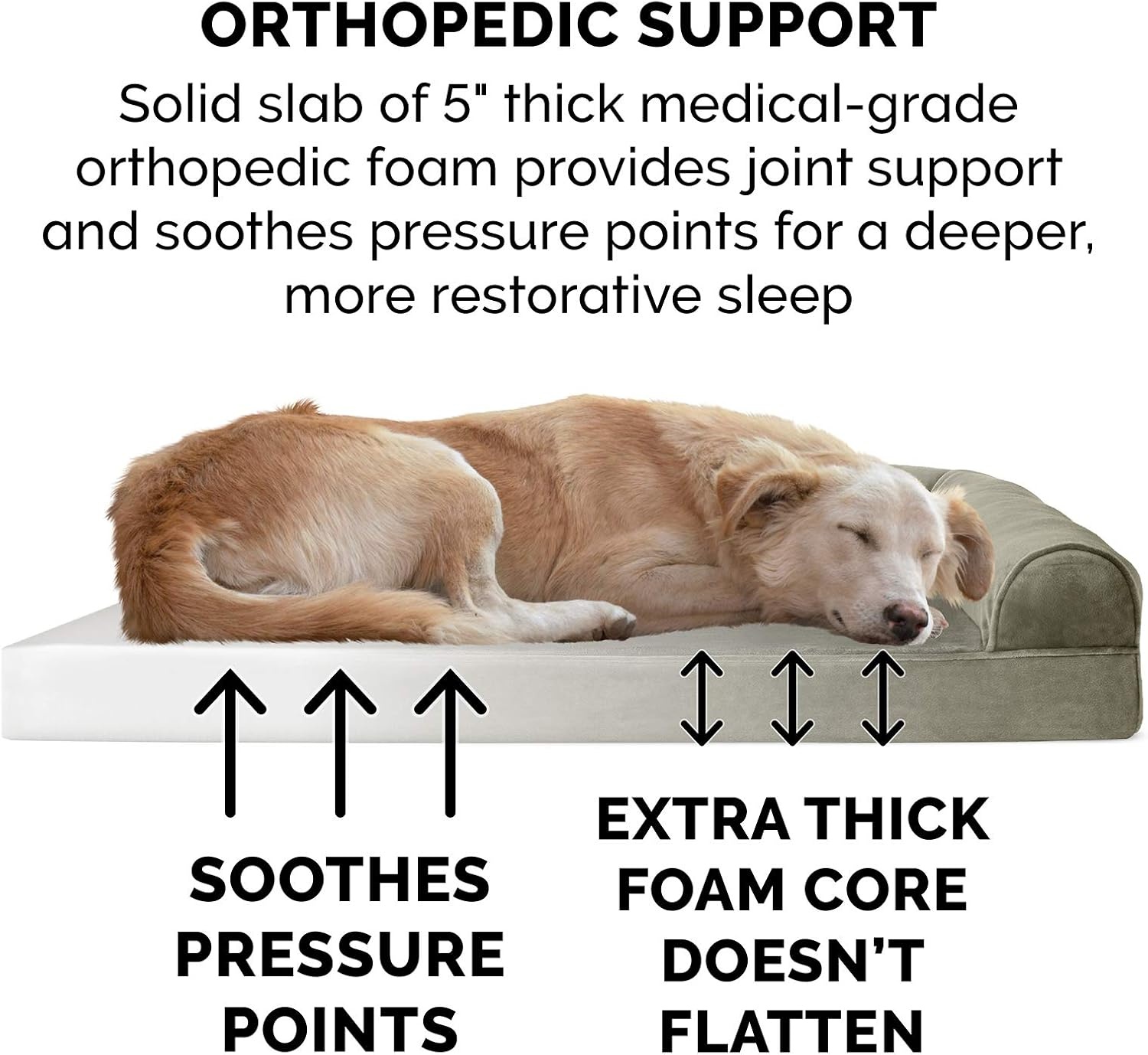 image:imageFurhaven Orthopedic Dog Bed for Large Dogs w Removable Bolsters amp Washable Cover For Dogs Up to 95 lbs Quilted Sofa Navy Blue JumboXLDark Sage