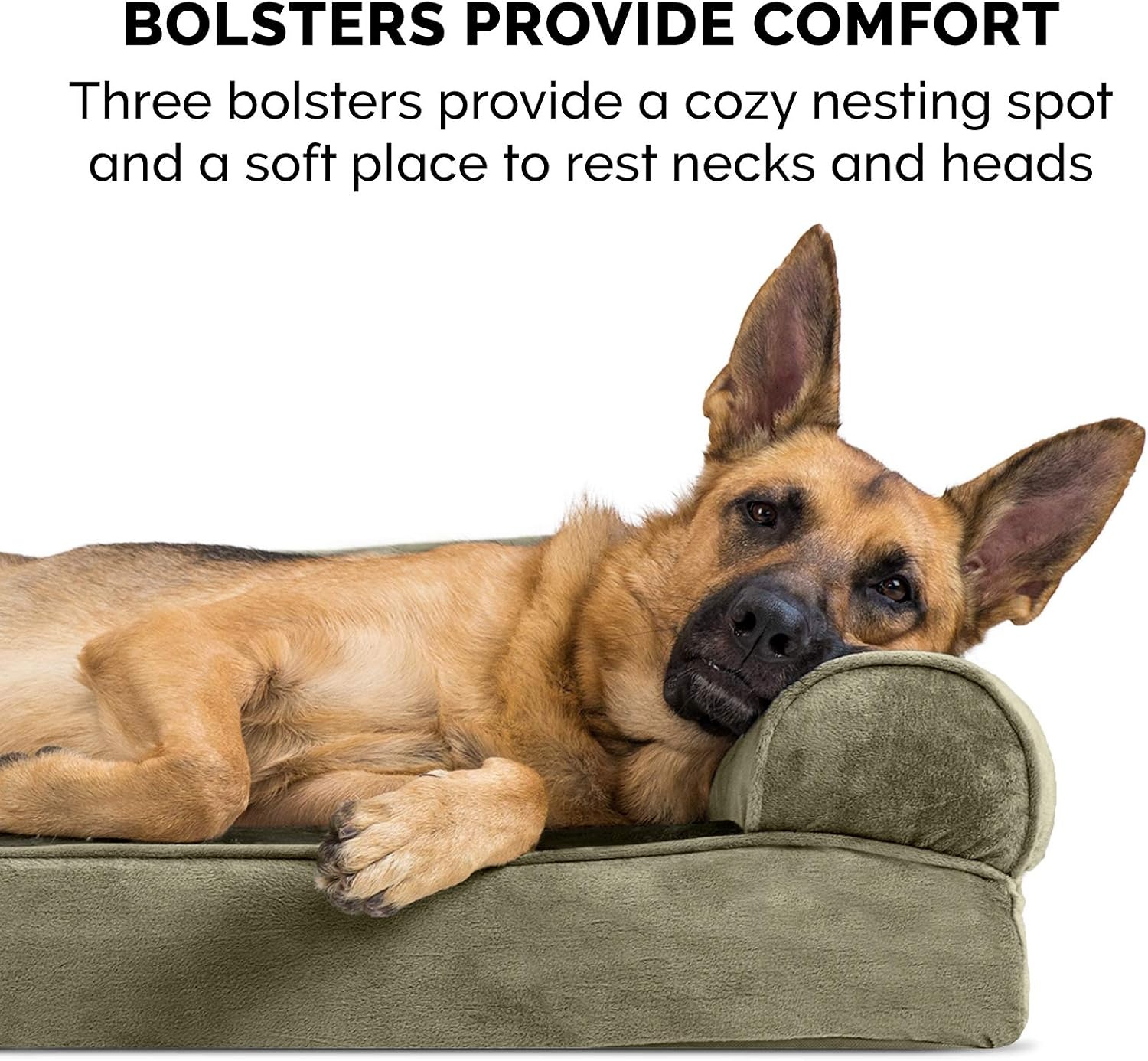 image:imageFurhaven Orthopedic Dog Bed for Large Dogs w Removable Bolsters amp Washable Cover For Dogs Up to 95 lbs Quilted Sofa Navy Blue JumboXLDark Sage