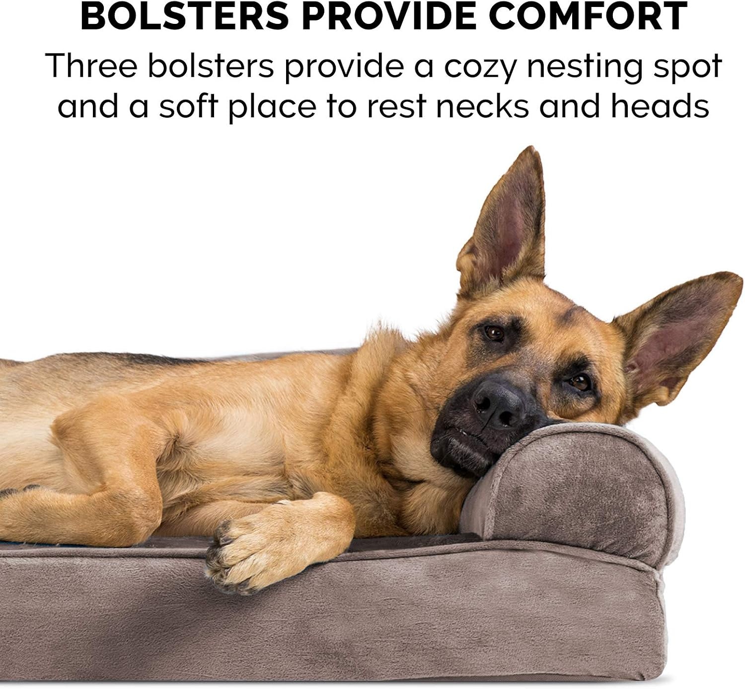 image:imageFurhaven Orthopedic Dog Bed for Large Dogs w Removable Bolsters amp Washable Cover For Dogs Up to 95 lbs Quilted Sofa Navy Blue JumboXLDriftwood Brown
