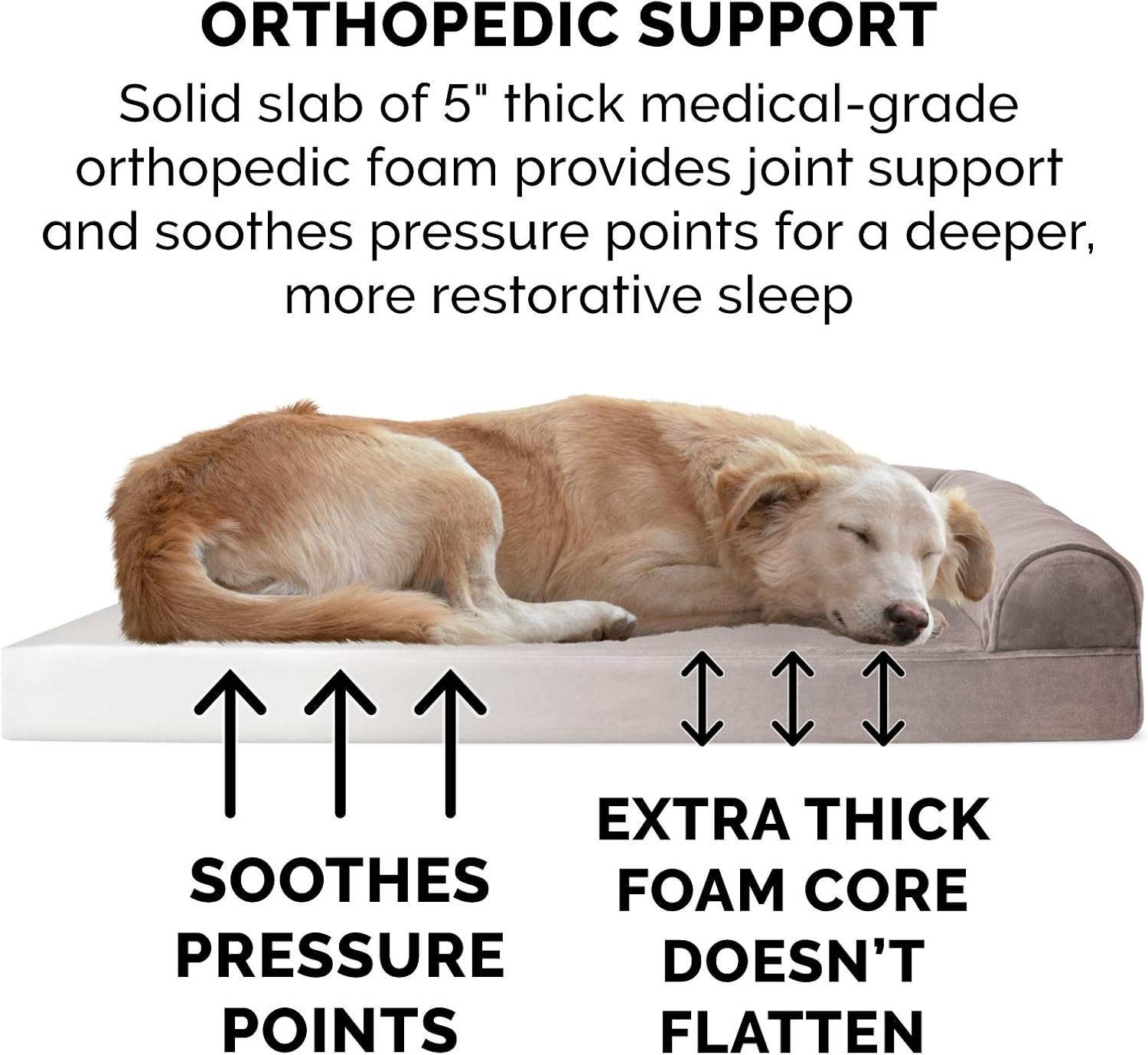 image:imageFurhaven Orthopedic Dog Bed for Large Dogs w Removable Bolsters amp Washable Cover For Dogs Up to 95 lbs Quilted Sofa Navy Blue JumboXLDriftwood Brown