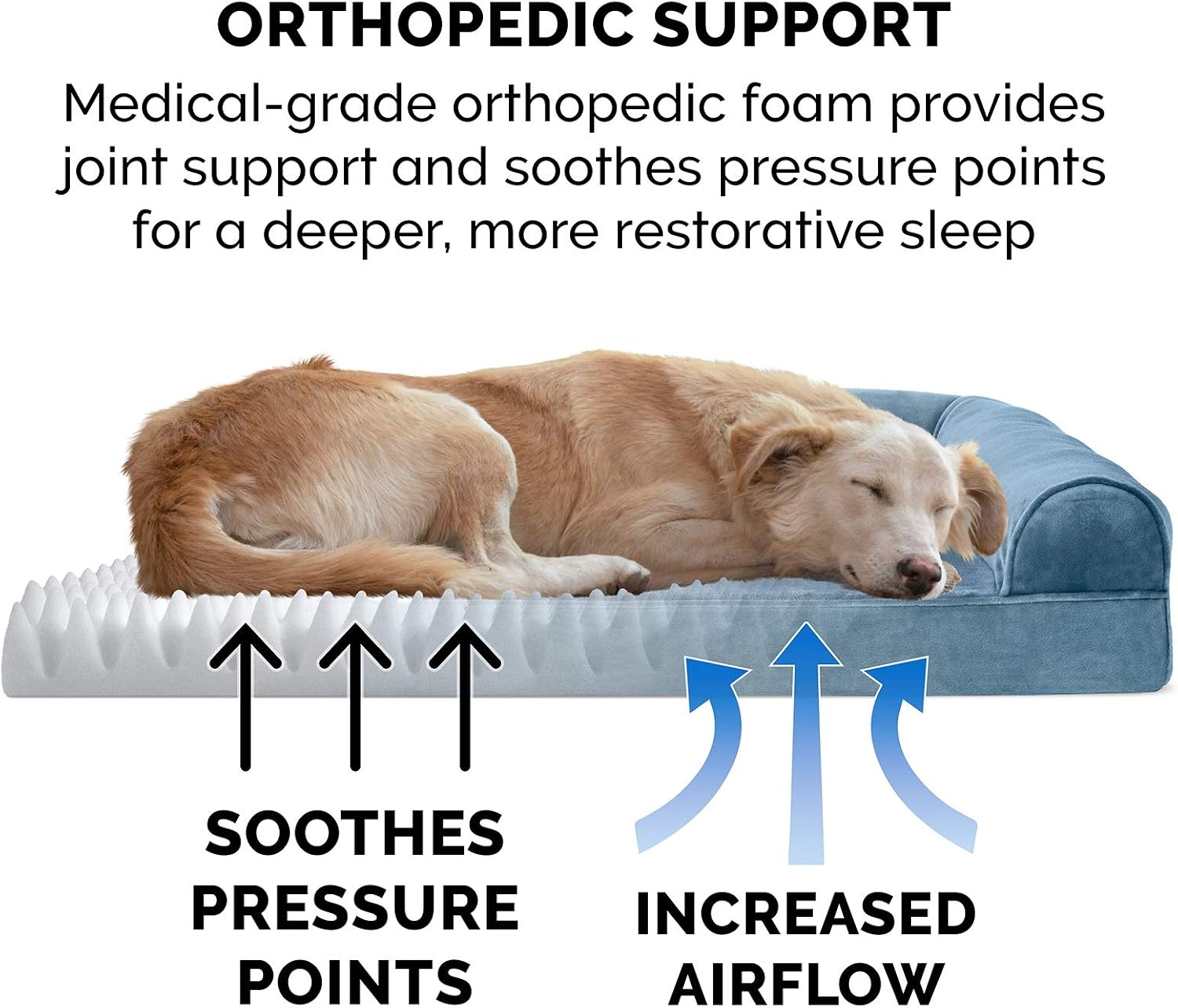 image:imageFurhaven Orthopedic Dog Bed for Large Dogs w Removable Bolsters amp Washable Cover For Dogs Up to 95 lbs Quilted Sofa Navy Blue JumboXLHarbor Blue