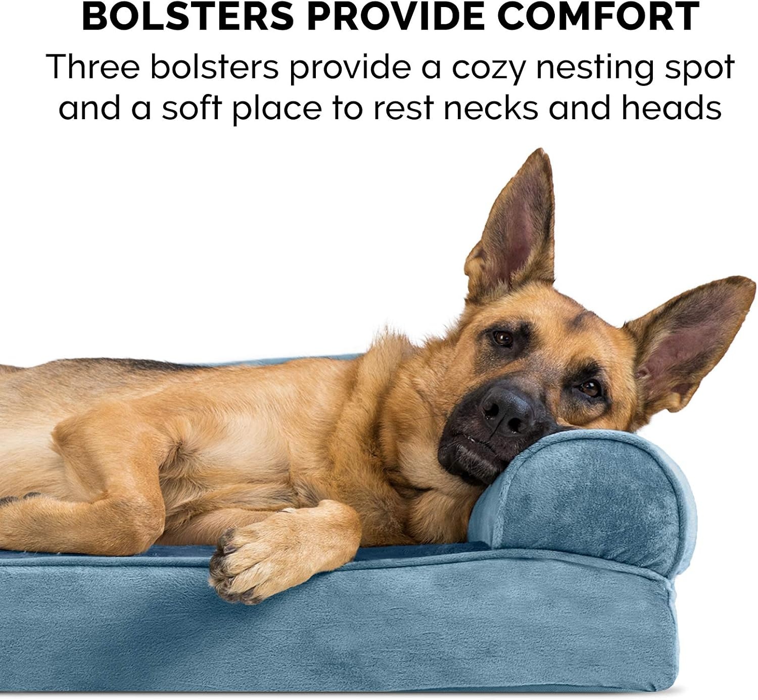 image:imageFurhaven Orthopedic Dog Bed for Large Dogs w Removable Bolsters amp Washable Cover For Dogs Up to 95 lbs Quilted Sofa Navy Blue JumboXLHarbor Blue