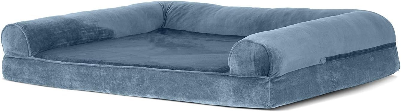 image:imageFurhaven Orthopedic Dog Bed for Large Dogs w Removable Bolsters amp Washable Cover For Dogs Up to 95 lbs Quilted Sofa Navy Blue JumboXLHarbor Blue