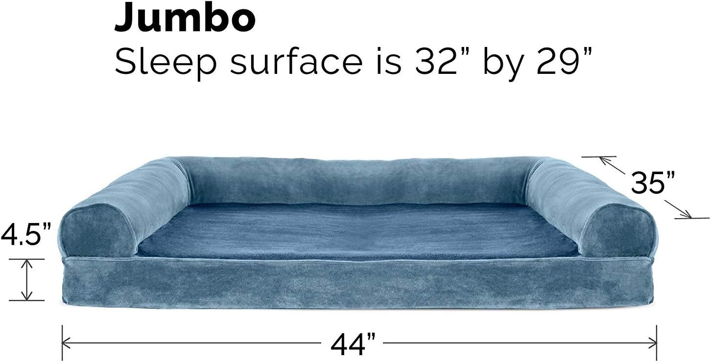 image:imageFurhaven Orthopedic Dog Bed for Large Dogs w Removable Bolsters amp Washable Cover For Dogs Up to 95 lbs Quilted Sofa Navy Blue JumboXLHarbor Blue