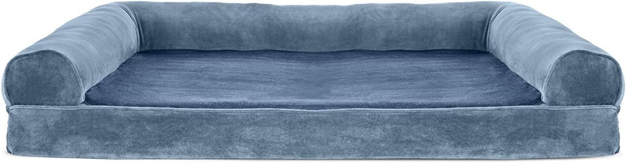 image:imageFurhaven Orthopedic Dog Bed for Large Dogs w Removable Bolsters amp Washable Cover For Dogs Up to 95 lbs Quilted Sofa Navy Blue JumboXLHarbor Blue