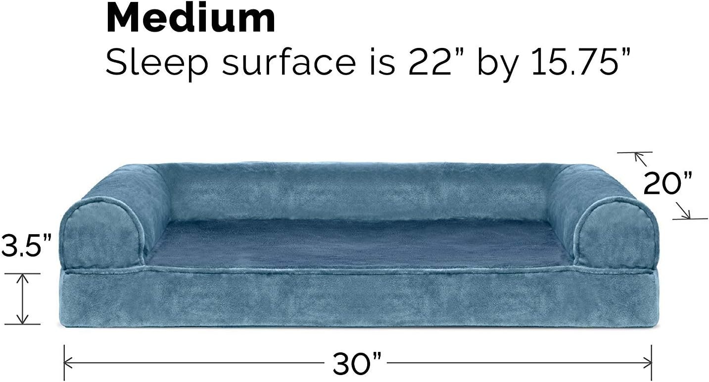 image:imageFurhaven Orthopedic Dog Bed for Large Dogs w Removable Bolsters amp Washable Cover For Dogs Up to 95 lbs Quilted Sofa Navy Blue JumboXLHarbor Blue