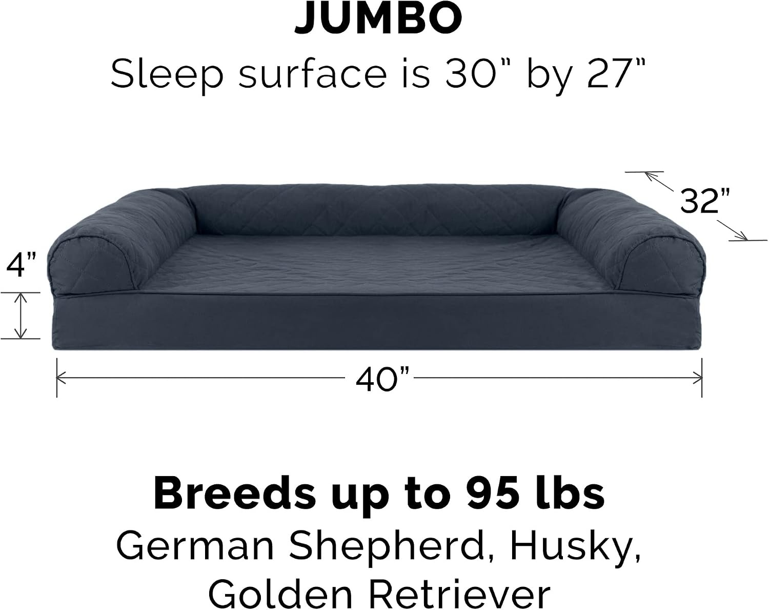 image:imageFurhaven Orthopedic Dog Bed for Large Dogs w Removable Bolsters amp Washable Cover For Dogs Up to 95 lbs Quilted Sofa Navy Blue JumboXLIron Gray