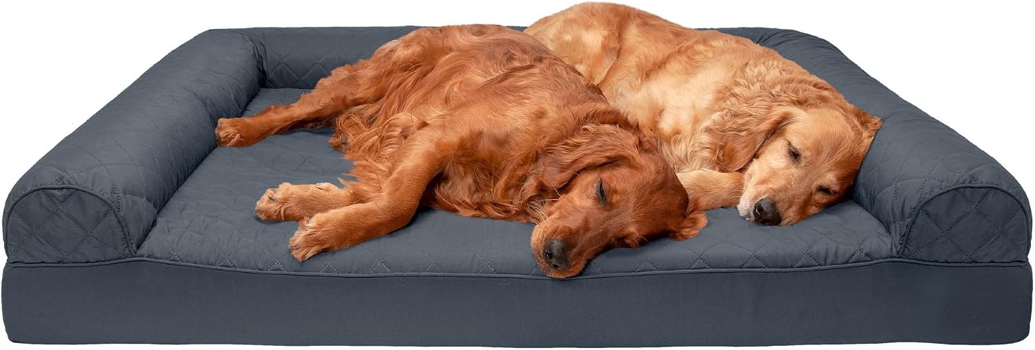 image:imageFurhaven Orthopedic Dog Bed for Large Dogs w Removable Bolsters amp Washable Cover For Dogs Up to 95 lbs Quilted Sofa Navy Blue JumboXLIron Gray