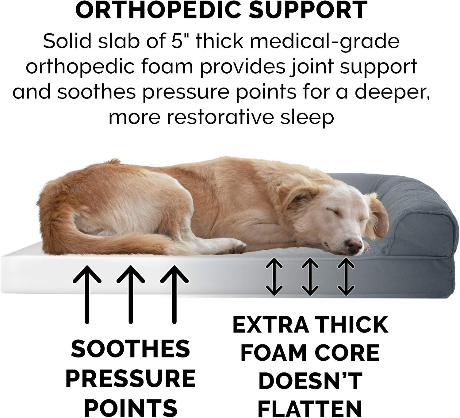 image:imageFurhaven Orthopedic Dog Bed for Large Dogs w Removable Bolsters amp Washable Cover For Dogs Up to 95 lbs Quilted Sofa Navy Blue JumboXLIron Gray