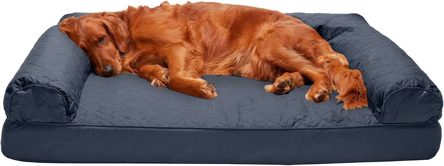 image:imageFurhaven Orthopedic Dog Bed for Large Dogs w Removable Bolsters amp Washable Cover For Dogs Up to 95 lbs Quilted Sofa Navy Blue JumboXLIron Gray