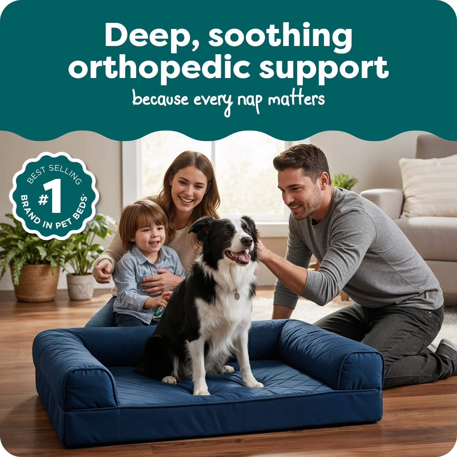 image:imageFurhaven Orthopedic Dog Bed for Large Dogs w Removable Bolsters amp Washable Cover For Dogs Up to 95 lbs Quilted Sofa Navy Blue JumboXLNavy Blue