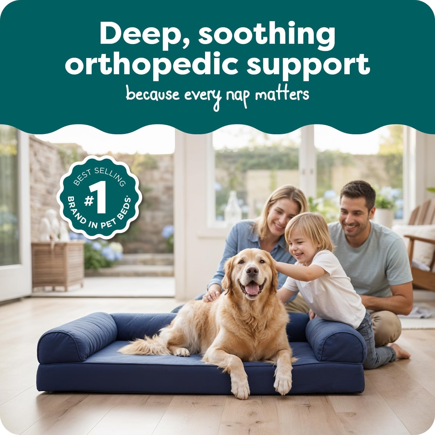 image:imageFurhaven Orthopedic Dog Bed for Large Dogs w Removable Bolsters amp Washable Cover For Dogs Up to 95 lbs Quilted Sofa Navy Blue JumboXLNavy Blue