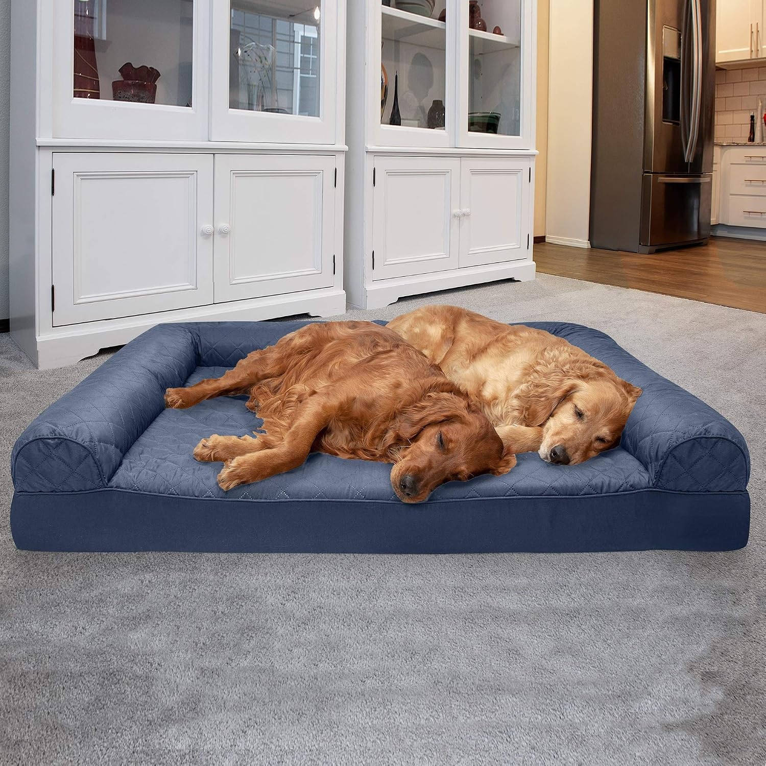 image:imageFurhaven Orthopedic Dog Bed for Large Dogs w Removable Bolsters amp Washable Cover For Dogs Up to 95 lbs Quilted Sofa Navy Blue JumboXLNavy Blue