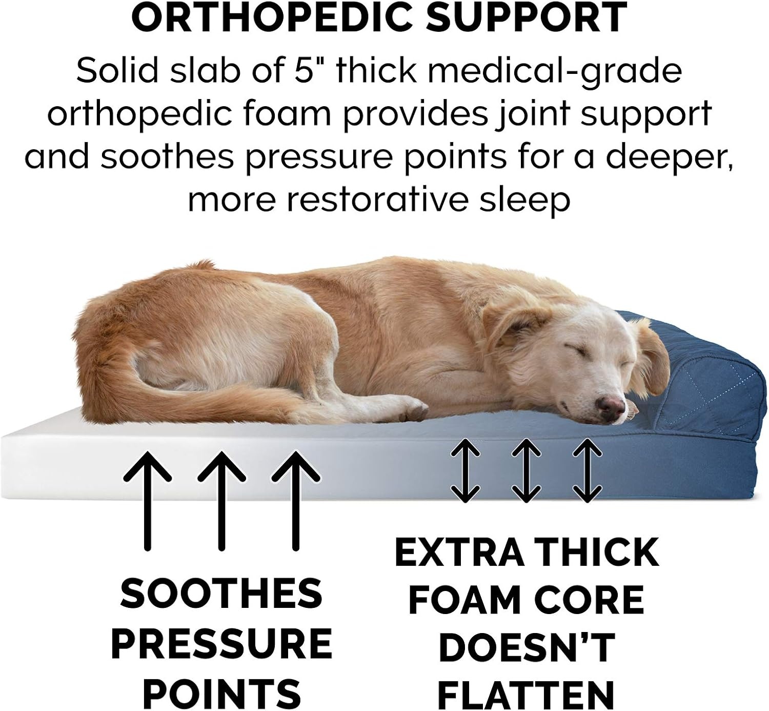 image:imageFurhaven Orthopedic Dog Bed for Large Dogs w Removable Bolsters amp Washable Cover For Dogs Up to 95 lbs Quilted Sofa Navy Blue JumboXLNavy Blue