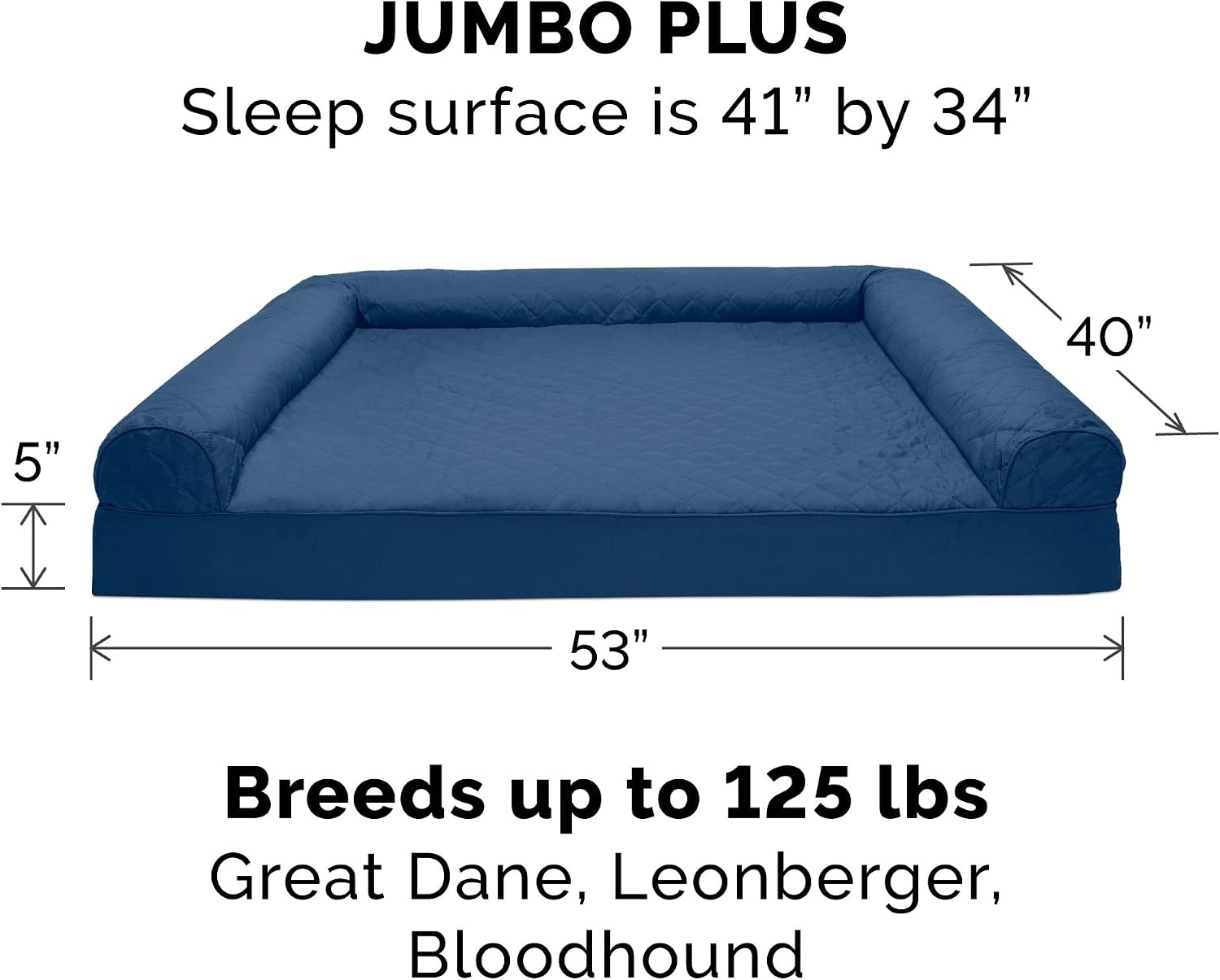 image:imageFurhaven Orthopedic Dog Bed for Large Dogs w Removable Bolsters amp Washable Cover For Dogs Up to 95 lbs Quilted Sofa Navy Blue JumboXLNavy Blue