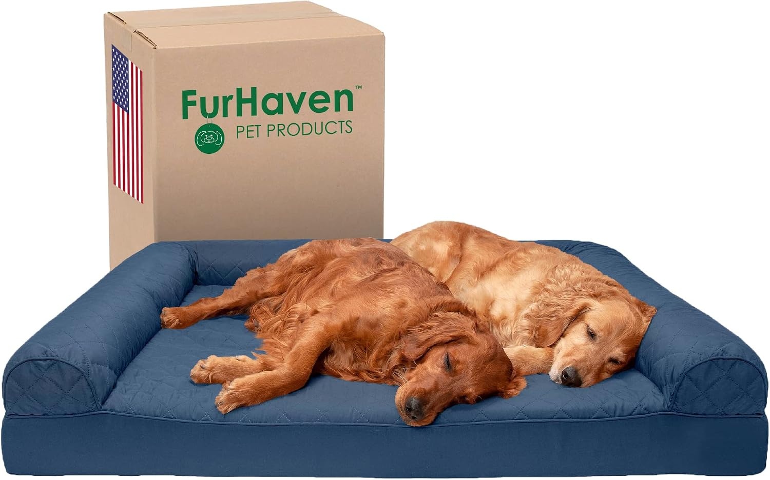 image:imageFurhaven Orthopedic Dog Bed for Large Dogs w Removable Bolsters amp Washable Cover For Dogs Up to 95 lbs Quilted Sofa Navy Blue JumboXLNavy Blue