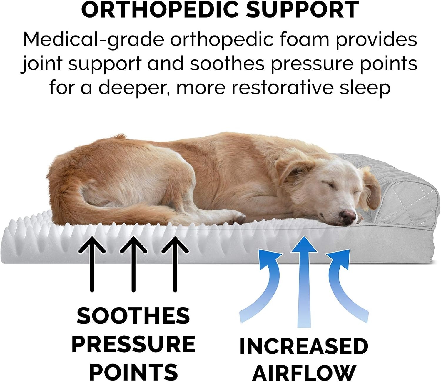 image:imageFurhaven Orthopedic Dog Bed for Large Dogs w Removable Bolsters amp Washable Cover For Dogs Up to 95 lbs Quilted Sofa Navy Blue JumboXLSilver Gray
