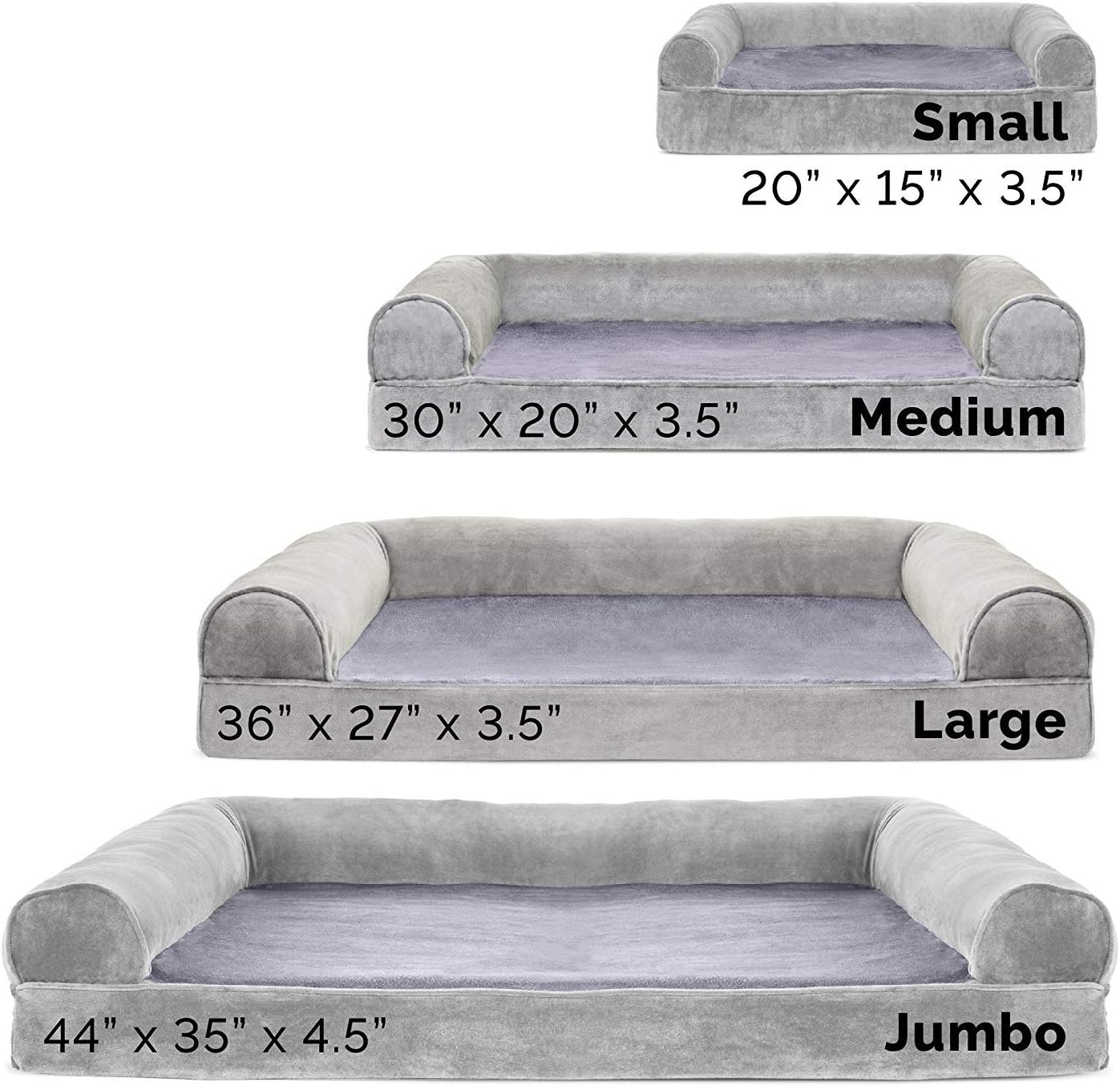 image:imageFurhaven Orthopedic Dog Bed for Large Dogs w Removable Bolsters amp Washable Cover For Dogs Up to 95 lbs Quilted Sofa Navy Blue JumboXLSmoke Gray