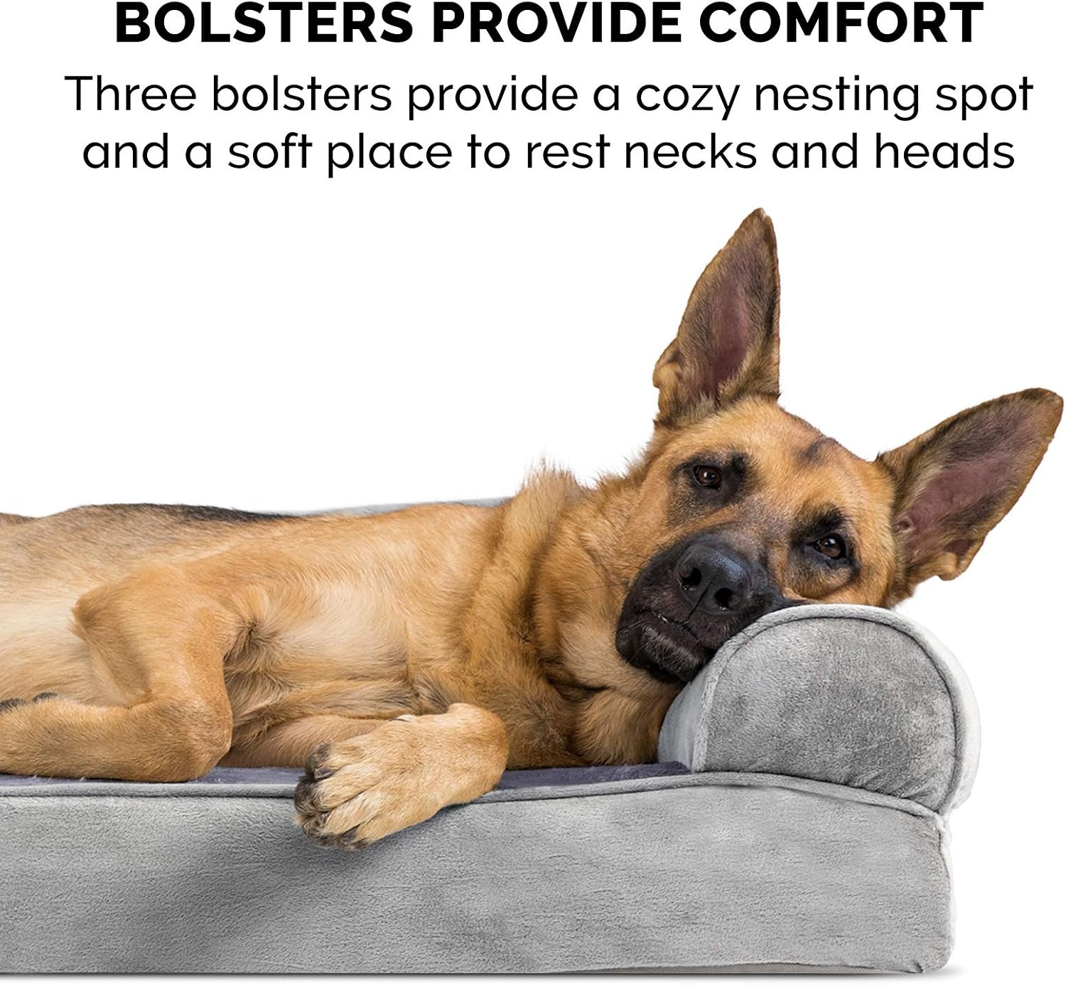 image:imageFurhaven Orthopedic Dog Bed for Large Dogs w Removable Bolsters amp Washable Cover For Dogs Up to 95 lbs Quilted Sofa Navy Blue JumboXLSmoke Gray