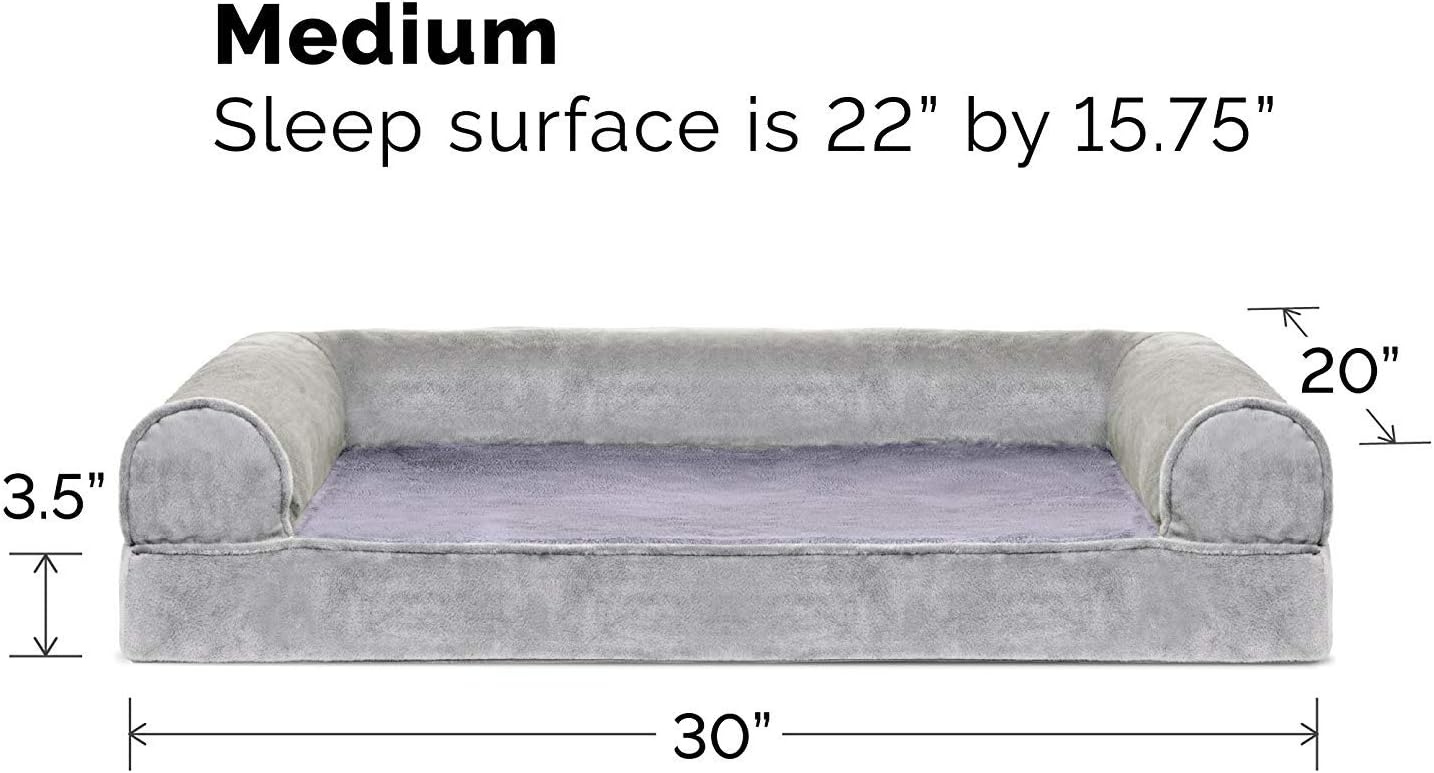 image:imageFurhaven Orthopedic Dog Bed for Large Dogs w Removable Bolsters amp Washable Cover For Dogs Up to 95 lbs Quilted Sofa Navy Blue JumboXLSmoke Gray