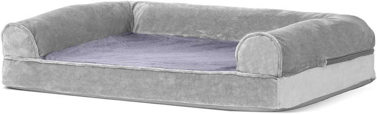 image:imageFurhaven Orthopedic Dog Bed for Large Dogs w Removable Bolsters amp Washable Cover For Dogs Up to 95 lbs Quilted Sofa Navy Blue JumboXLSmoke Gray