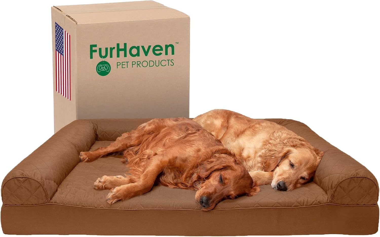 image:imageFurhaven Orthopedic Dog Bed for Large Dogs w Removable Bolsters amp Washable Cover For Dogs Up to 95 lbs Quilted Sofa Navy Blue JumboXLToasted Brown