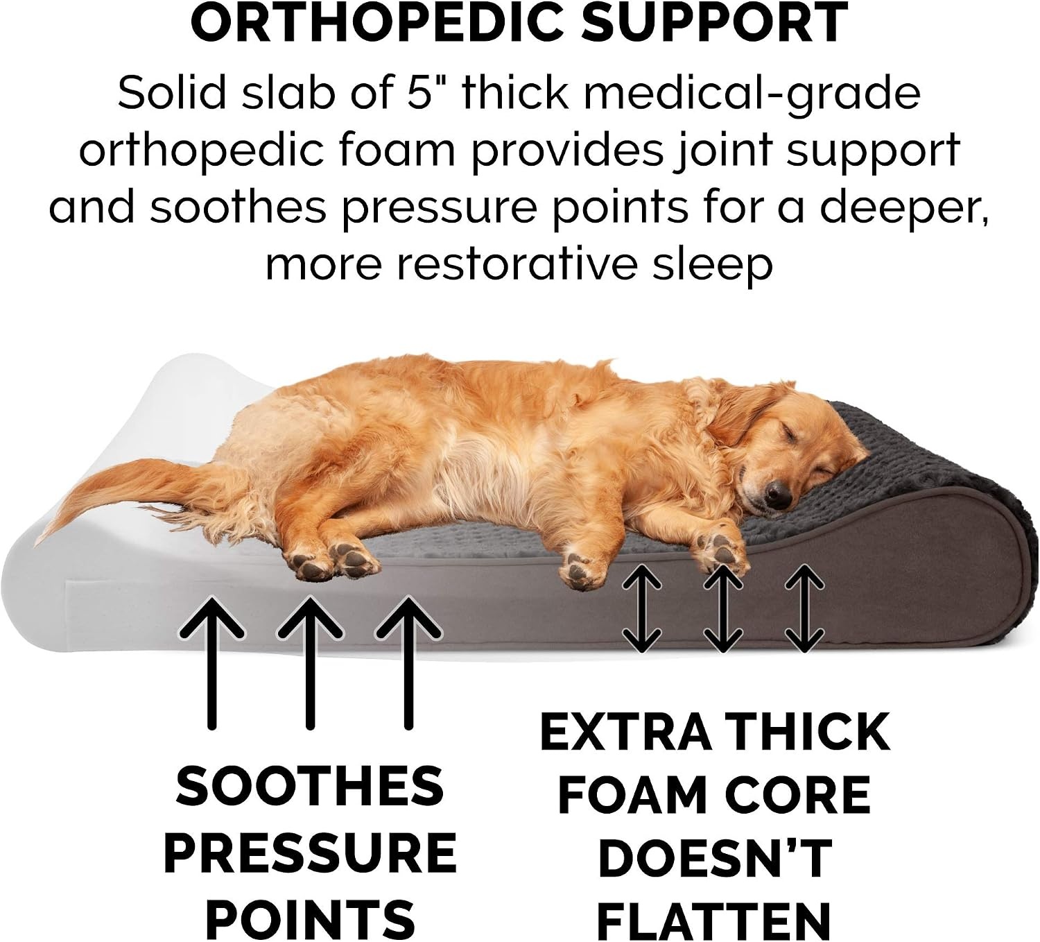 image:imageFurhaven Orthopedic Dog Bed for Large Dogs w Removable Washable Cover For Dogs Up to 150 lbs Ultra Plush Faux Fur amp Suede Luxe Lounger Contour Mattress Gray Jumbo PlusXXLChocolate