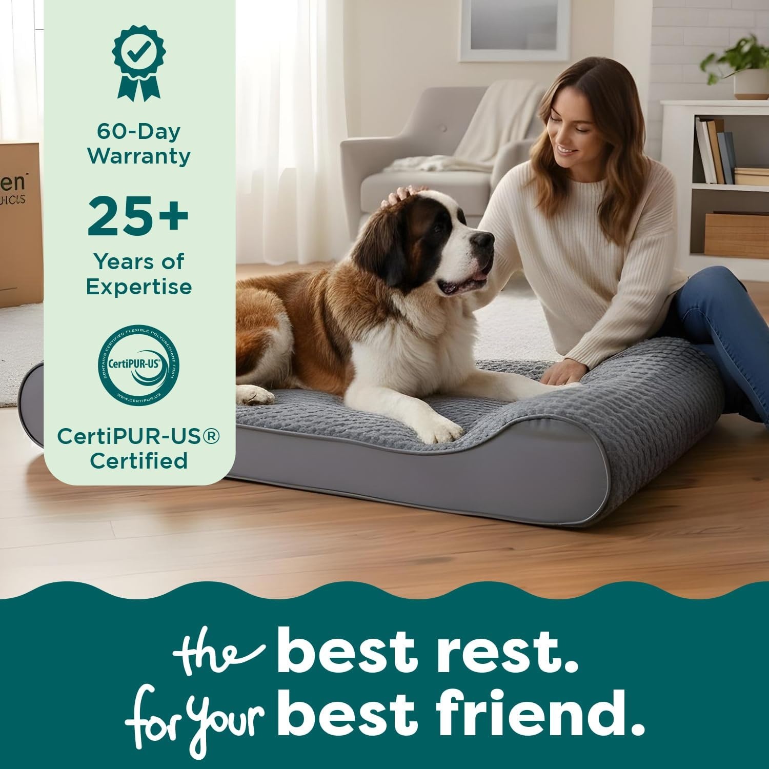 image:imageFurhaven Orthopedic Dog Bed for Large Dogs w Removable Washable Cover For Dogs Up to 150 lbs Ultra Plush Faux Fur amp Suede Luxe Lounger Contour Mattress Gray Jumbo PlusXXLGray