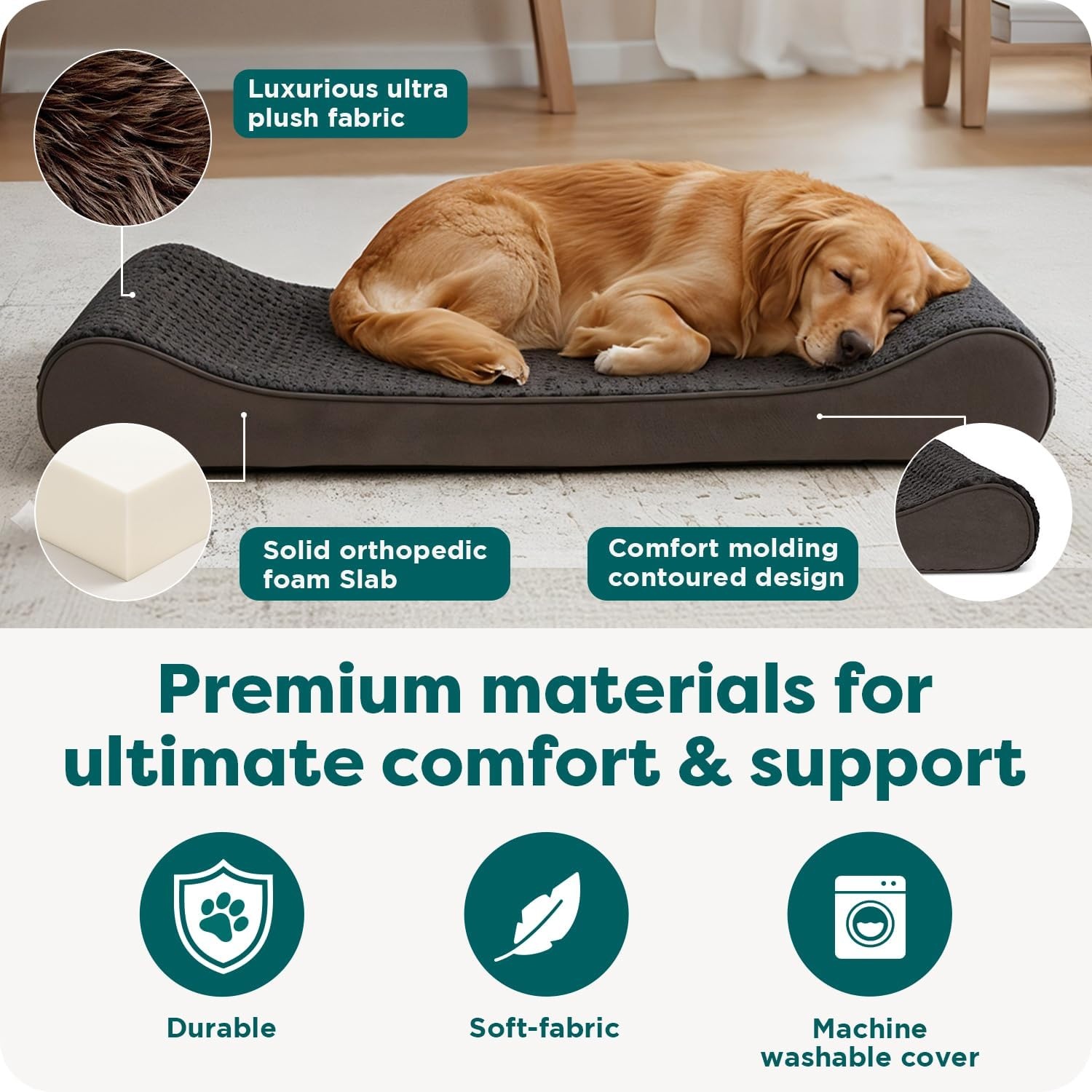 image:imageFurhaven Orthopedic Dog Bed for Large Dogs w Removable Washable Cover For Dogs Up to 150 lbs Ultra Plush Faux Fur amp Suede Luxe Lounger Contour Mattress Gray Jumbo PlusXXLChocolate